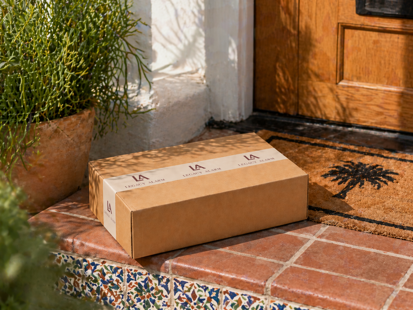 Brinks Home security package delivered to a customer doorstep
